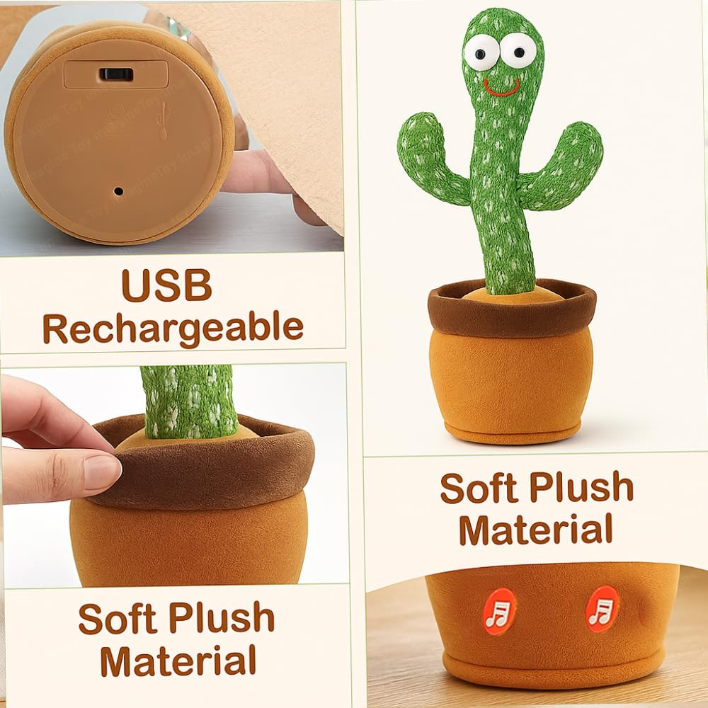 Talking and Dancing Cactus Plant Toy (Green)