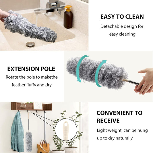 Microfiber Feather Bendable and Extendable Fan Cleaning Duster
